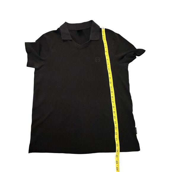 AX Armani Exchange Polo Top for Men V Neck Short Sleeves Collared Sz L Black - Picture 8 of 9